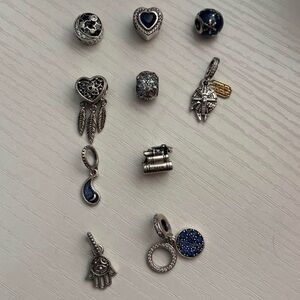 Pandora Silver Charm Set with Blue Accents
